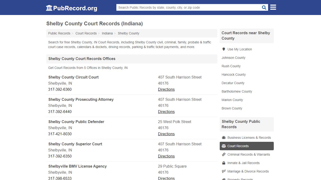 Free Shelby County Court Records (Indiana Court Records)
